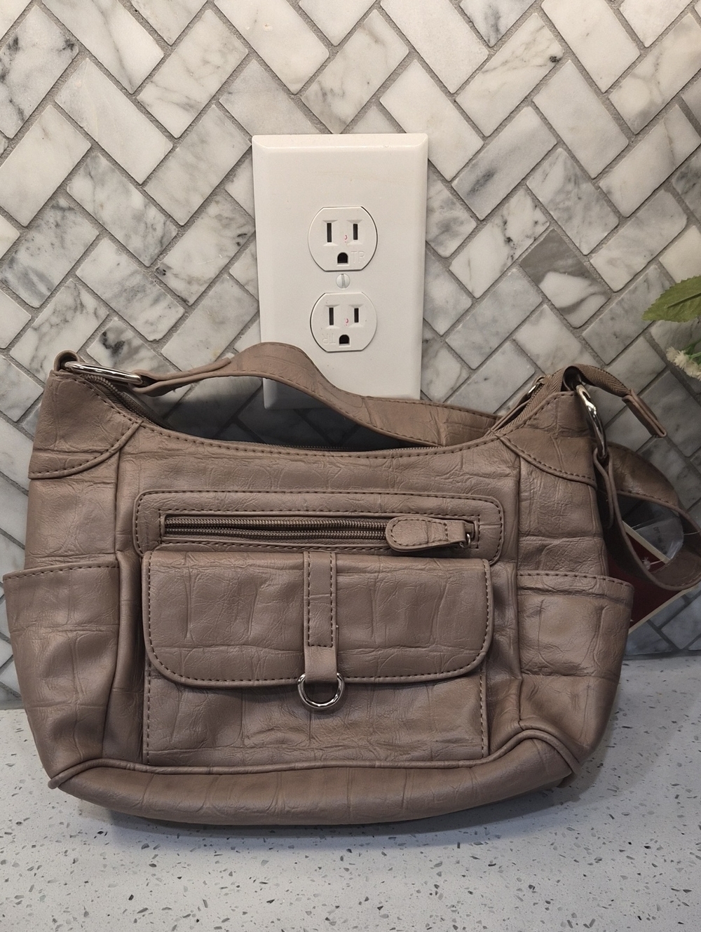 Taupe Women's Shoulder Bag - Casual Everyday Purse
